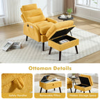 Fauteuil lounge HOMYKA avec dossier réglable et pouf de rangement