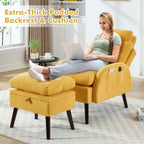 Fauteuil lounge HOMYKA avec dossier réglable et pouf de rangement