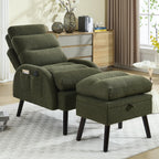 Fauteuil lounge HOMYKA avec dossier réglable et pouf de rangement