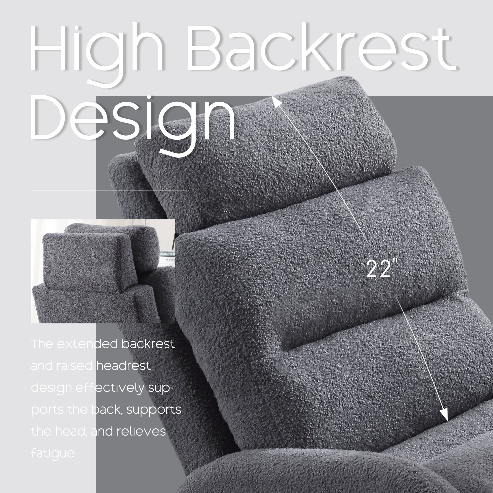 Fauteuil lounge HOMYKA avec dossier réglable et pouf de rangement