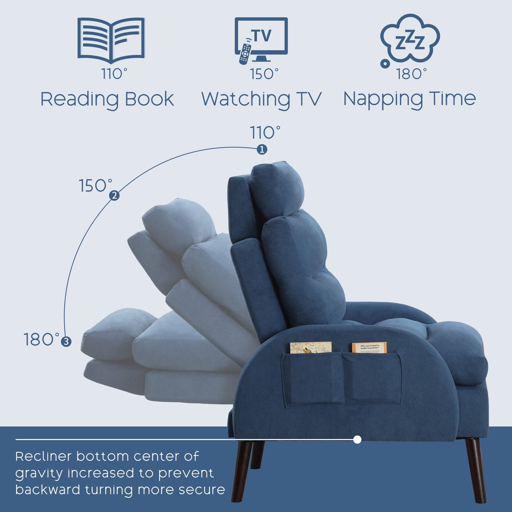 Fauteuil lounge HOMYKA avec dossier réglable et pouf de rangement