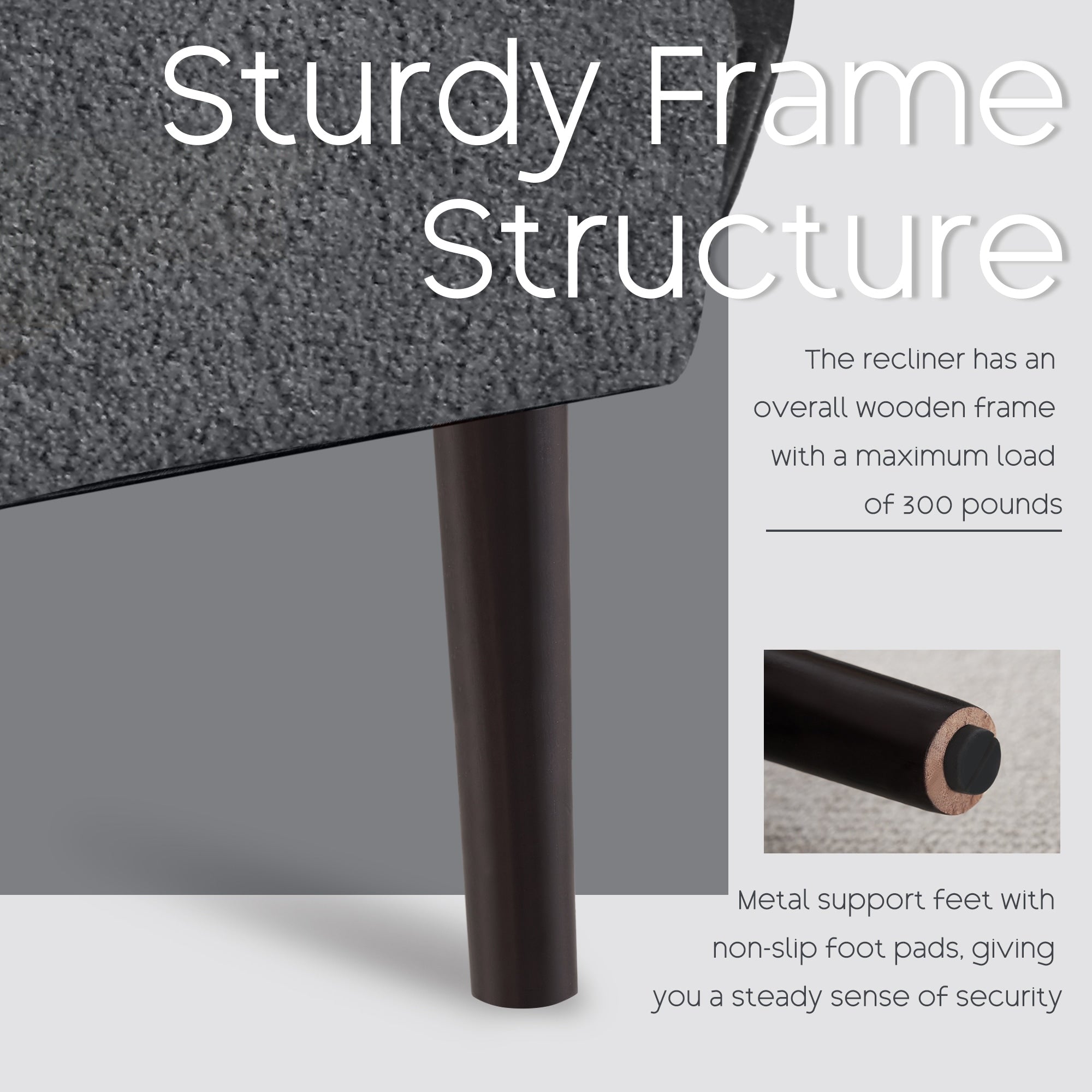 Fauteuil lounge HOMYKA avec dossier réglable et pouf de rangement