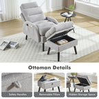 Fauteuil lounge HOMYKA avec dossier réglable et pouf de rangement