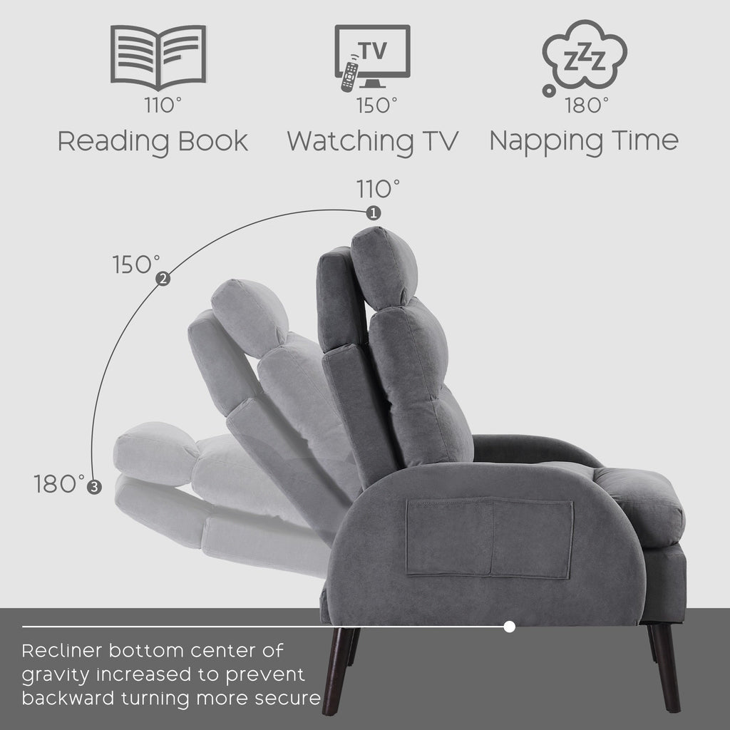 Fauteuil lounge HOMYKA avec dossier réglable et pouf de rangement