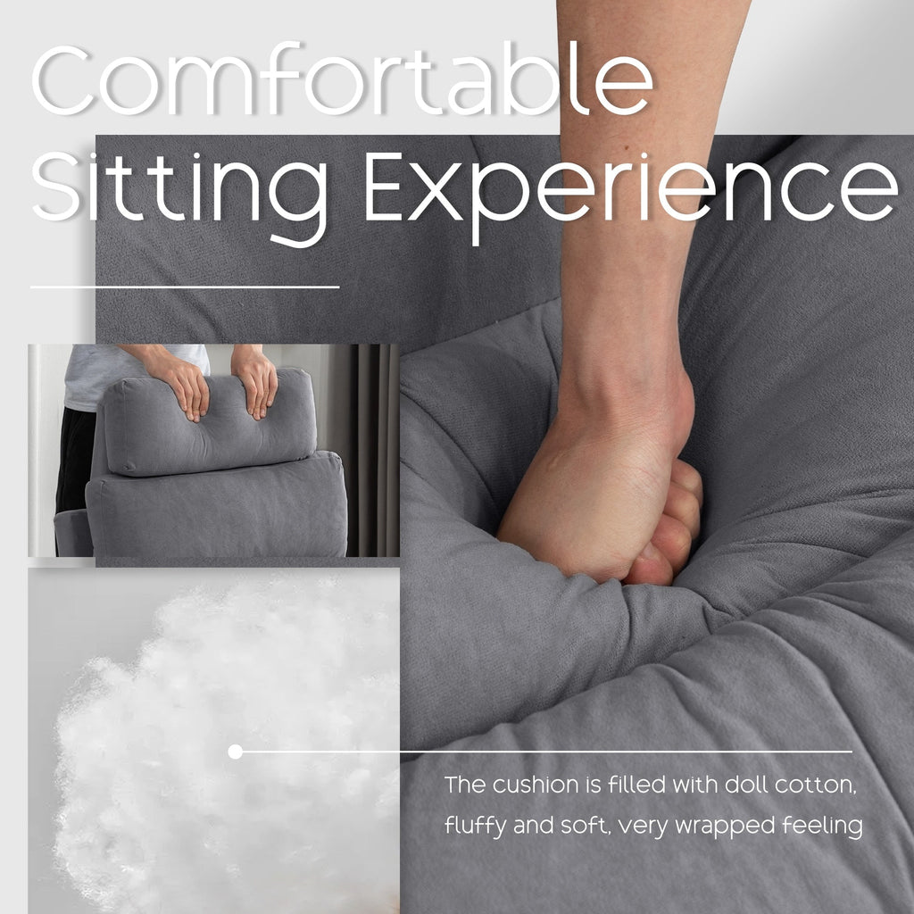 Fauteuil lounge HOMYKA avec dossier réglable et pouf de rangement