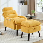 Fauteuil lounge HOMYKA avec dossier réglable et pouf de rangement