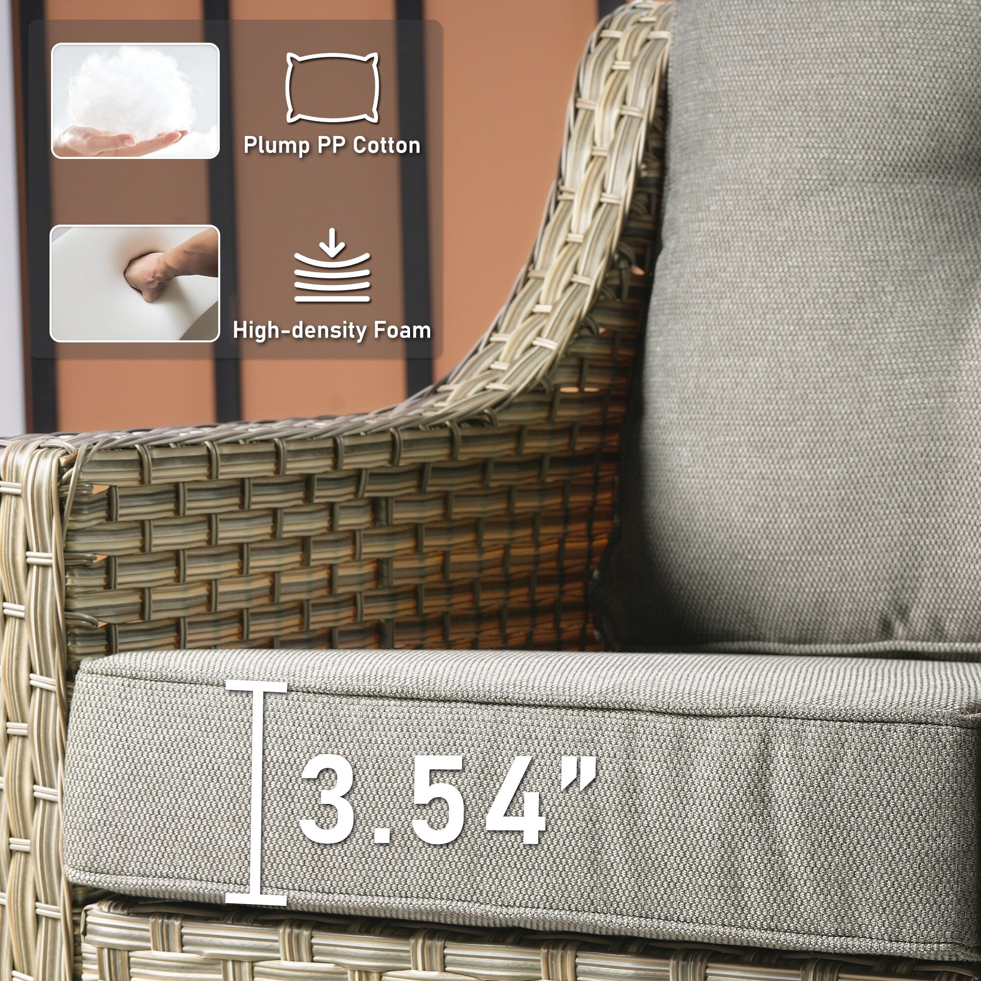 HOOOWOOO 2-piece High Back Wicker Rattan Outdoor Patio Chair Set