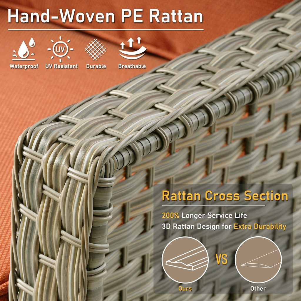 HOOOWOOO 2-piece High Back Wicker Rattan Outdoor Patio Chair Set