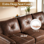 Canapé 3 places rembourré style Mid-Century avec pieds en bois pour salon