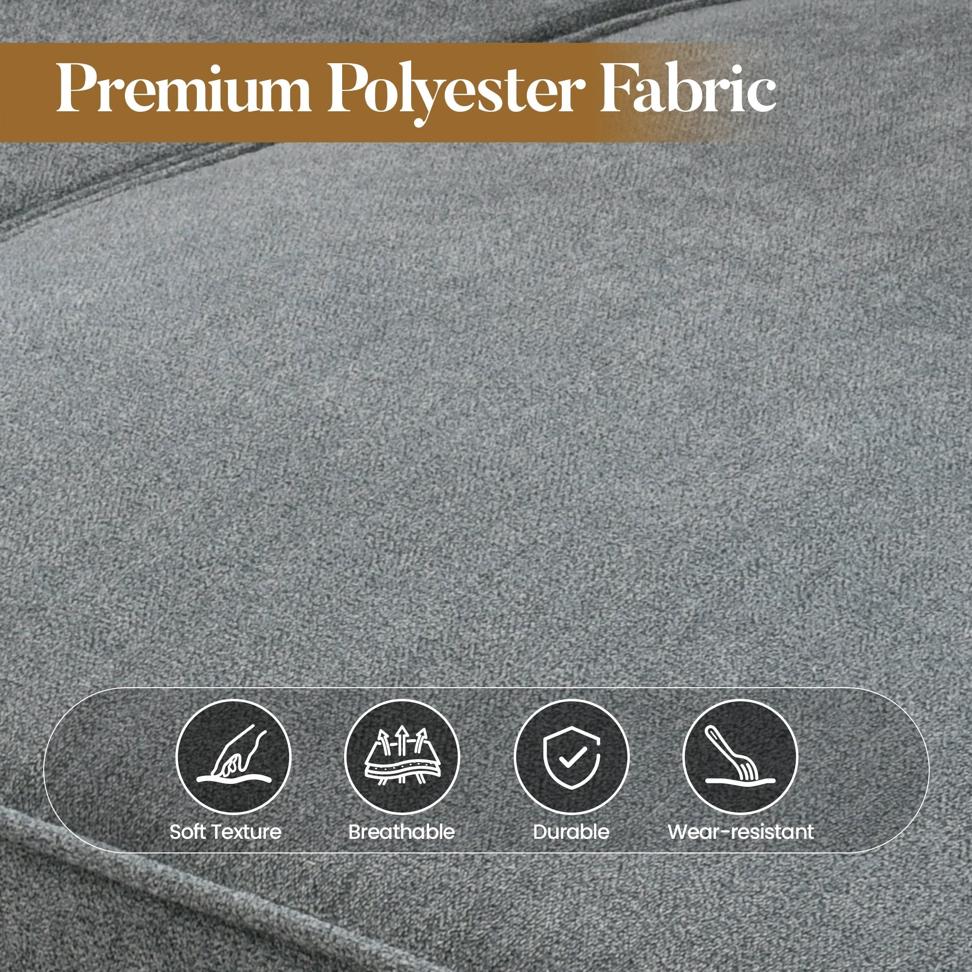 Canapé 3 places rembourré style Mid-Century avec pieds en bois pour salon