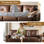 Canapé 3 places rembourré style Mid-Century avec pieds en bois pour salon