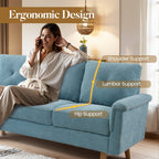 Canapé 3 places rembourré style Mid-Century avec pieds en bois pour salon