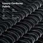 HOOOWOOO Modern Corduroy Fabric Folding Sofa Couch