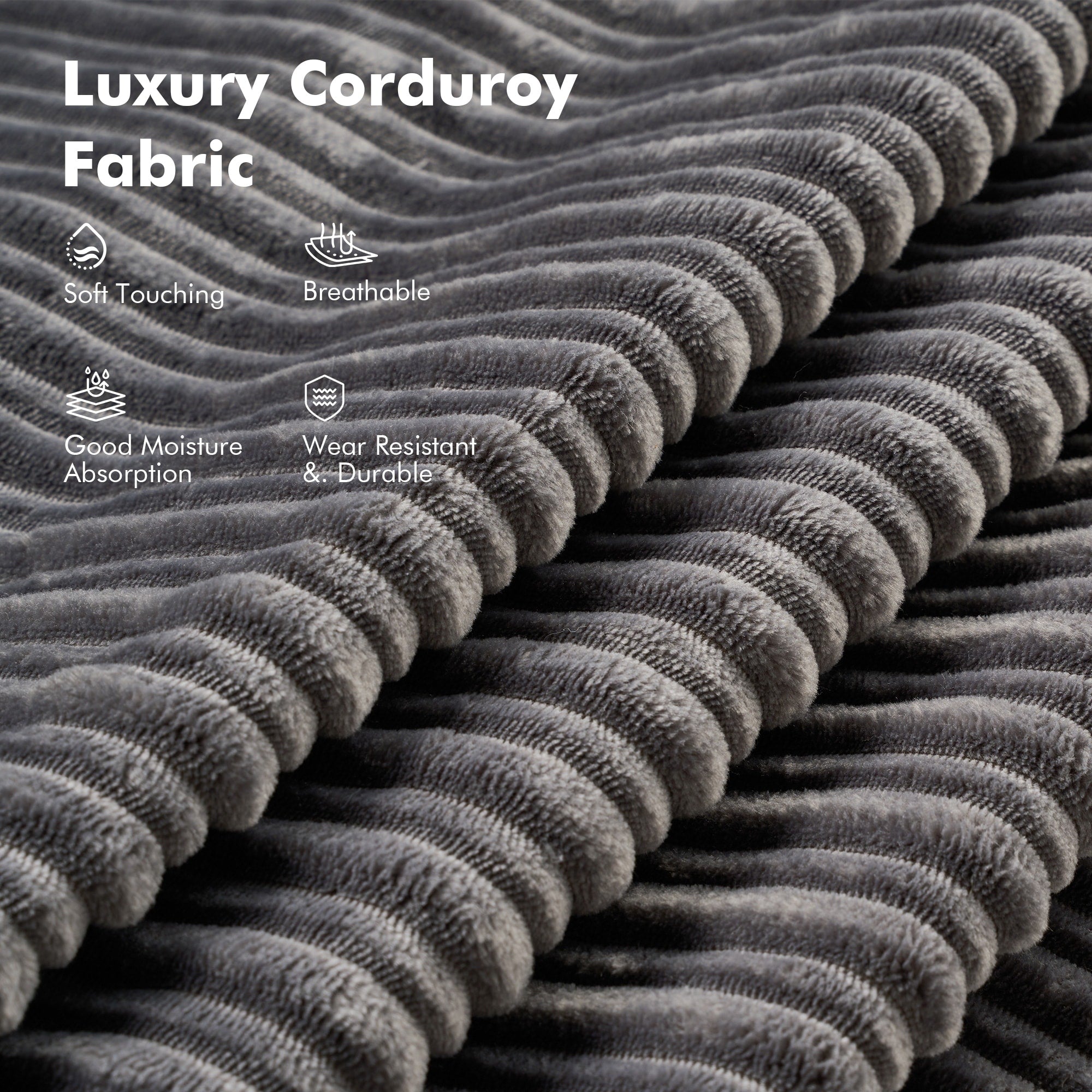 HOOOWOOO Modern Corduroy Fabric Folding Sofa Couch