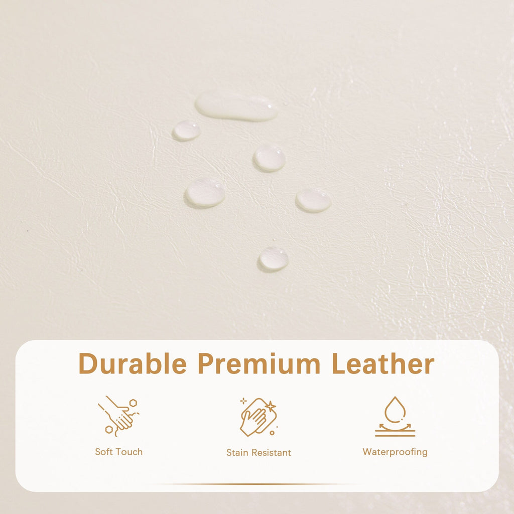 Pouf de rangement rectangulaire capitonné en similicuir (50,3 x 17,50 x 18 cm)