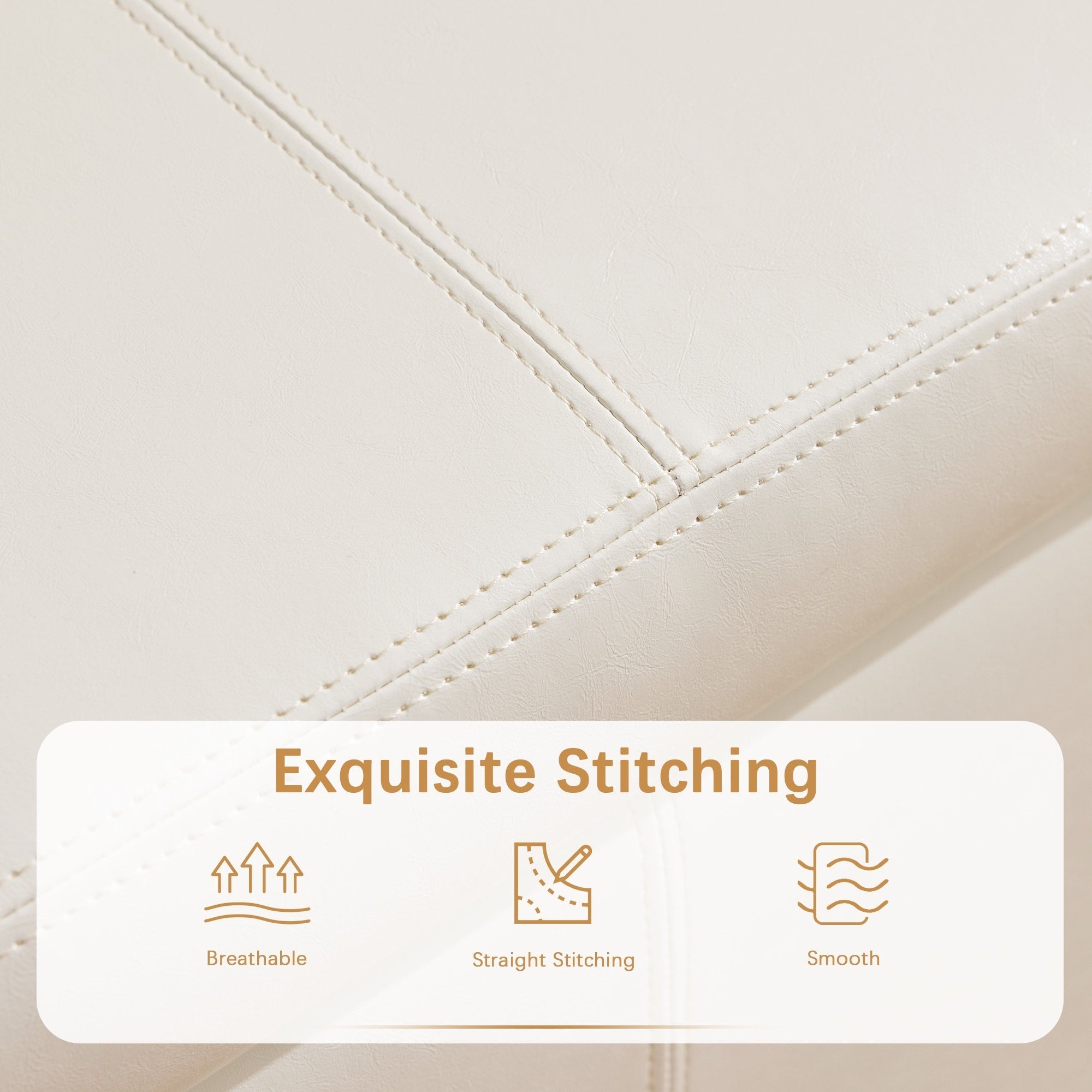 Pouf de rangement rectangulaire capitonné en similicuir (50,3 x 17,50 x 18 cm)