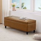 Pouf de rangement rectangulaire capitonné en similicuir (50,3 x 17,50 x 18 cm)