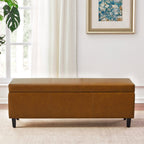 Pouf de rangement rectangulaire capitonné en similicuir (50,3 x 17,50 x 18 cm)