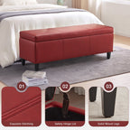 Pouf de rangement rectangulaire capitonné en similicuir (50,3 x 17,50 x 18 cm)