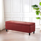 Pouf de rangement rectangulaire capitonné en similicuir (50,3 x 17,50 x 18 cm)