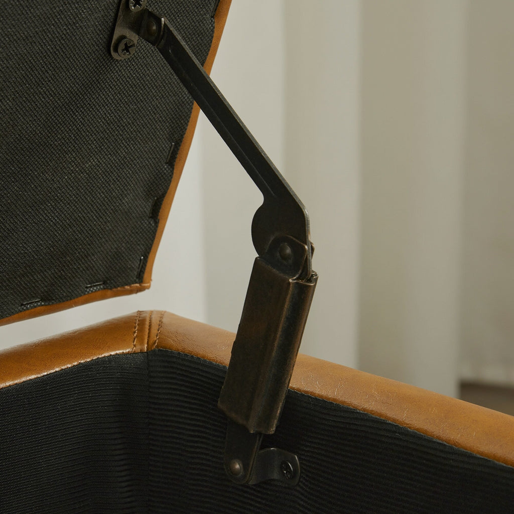 Pouf de rangement rectangulaire capitonné en similicuir (50,3 x 17,50 x 18 cm)