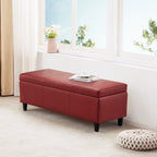 Pouf de rangement rectangulaire capitonné en similicuir (50,3 x 17,50 x 18 cm)