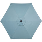 Hanover Lavallette 5-Piece Dining Set in Ocean Blue with 4 Stationary Chairs, 52-In. Round Glass-Top Table, Umbrella, and Base