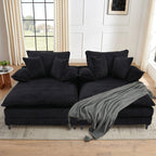 Harmonia 109 W Oversized Corduroy Sofa Bed, Deep Seat Double Lounge Chaise with 4 Pillows