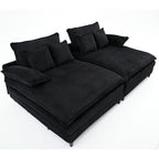 Harmonia 109 W Oversized Corduroy Sofa Bed, Deep Seat Double Lounge Chaise with 4 Pillows