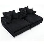 Harmonia 109 W Oversized Corduroy Sofa Bed, Deep Seat Double Lounge Chaise with 4 Pillows