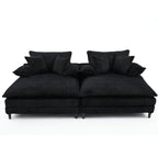 Harmonia 109 W Oversized Corduroy Sofa Bed, Deep Seat Double Lounge Chaise with 4 Pillows