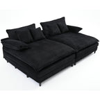 Harmonia 109 W Oversized Corduroy Sofa Bed, Deep Seat Double Lounge Chaise with 4 Pillows