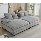 Harmonia 109 W Oversized Corduroy Sofa Bed, Deep Seat Double Lounge Chaise with 4 Pillows