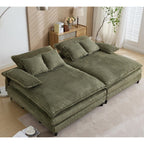 Harmonia 109 W Oversized Corduroy Sofa Bed, Deep Seat Double Lounge Chaise with 4 Pillows
