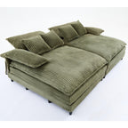 Harmonia 109 W Oversized Corduroy Sofa Bed, Deep Seat Double Lounge Chaise with 4 Pillows