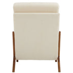 Fauteuil de loisirs avec dossier haut en bois massif et accoudoirs, fauteuil d'appoint