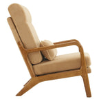 Fauteuil de loisirs avec dossier haut en bois massif et accoudoirs, fauteuil d'appoint