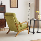Fauteuil de loisirs avec dossier haut en bois massif et accoudoirs, fauteuil d'appoint