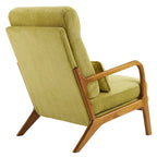 Fauteuil de loisirs avec dossier haut en bois massif et accoudoirs, fauteuil d'appoint