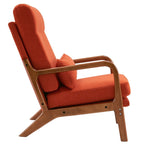 Fauteuil de loisirs avec dossier haut en bois massif et accoudoirs, fauteuil d'appoint