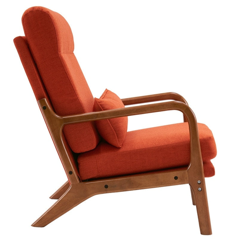 Fauteuil de loisirs avec dossier haut en bois massif et accoudoirs, fauteuil d'appoint