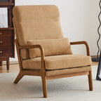 Fauteuil de loisirs avec dossier haut en bois massif et accoudoirs, fauteuil d'appoint