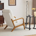 Fauteuil de loisirs avec dossier haut en bois massif et accoudoirs, fauteuil d'appoint