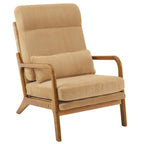 Fauteuil de loisirs avec dossier haut en bois massif et accoudoirs, fauteuil d'appoint