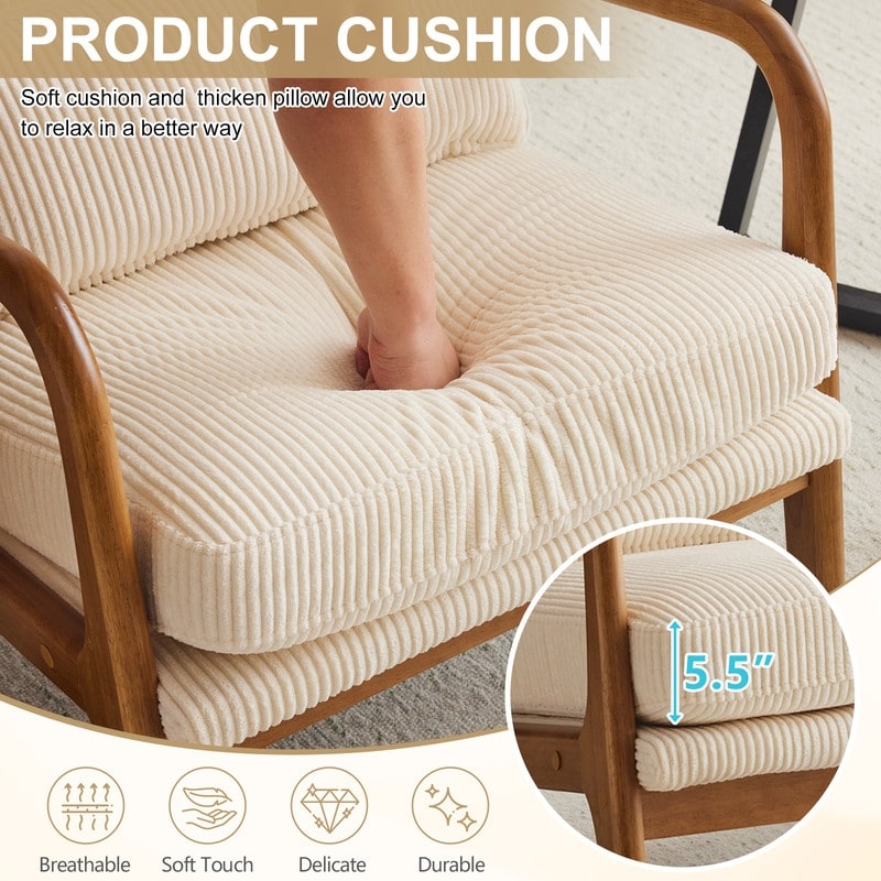 Fauteuil de loisirs avec dossier haut en bois massif et accoudoirs, fauteuil d'appoint