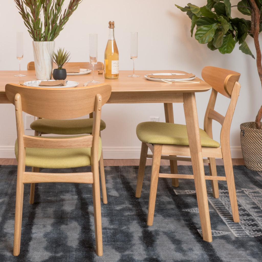 Chaises de salle à manger Abrielle en bois d'hévéa, style moderne du milieu du siècle (lot de 2), par Christopher Knight Home