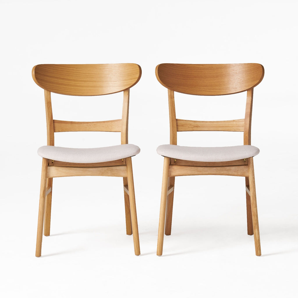 Chaises de salle à manger Abrielle en bois d'hévéa, style moderne du milieu du siècle (lot de 2), par Christopher Knight Home