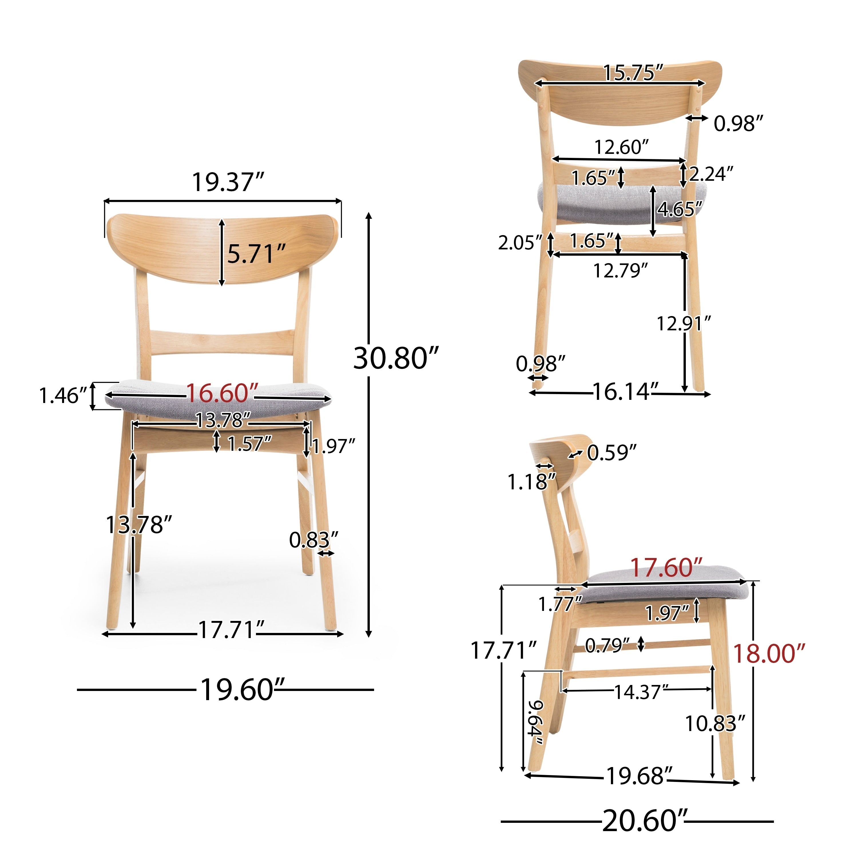 Chaises de salle à manger Idalia style moderne du milieu du siècle (ensemble de 4) par Christopher Knight Home