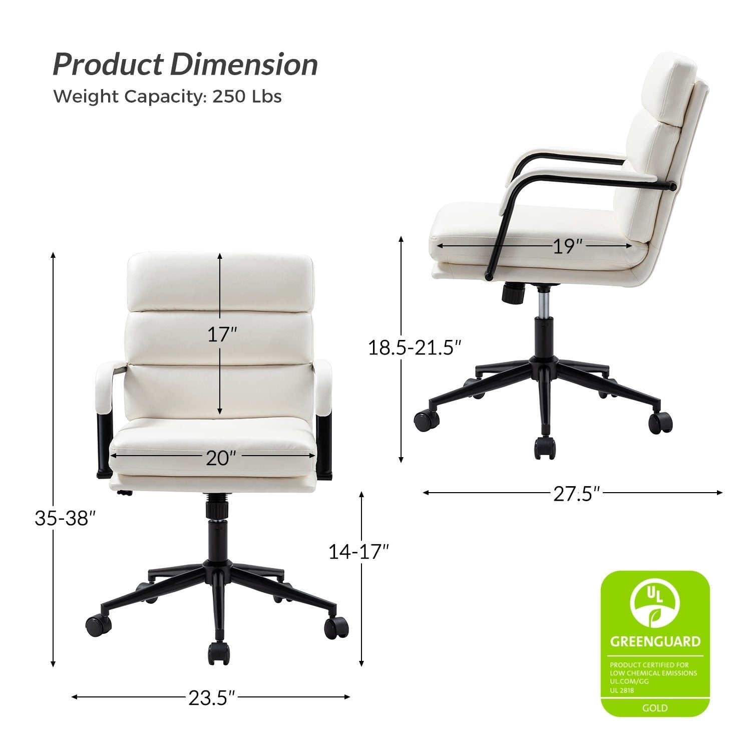 Fauteuil de bureau moderne Joseph en similicuir avec blocage et inclinaison centrale, par HULALA HOME