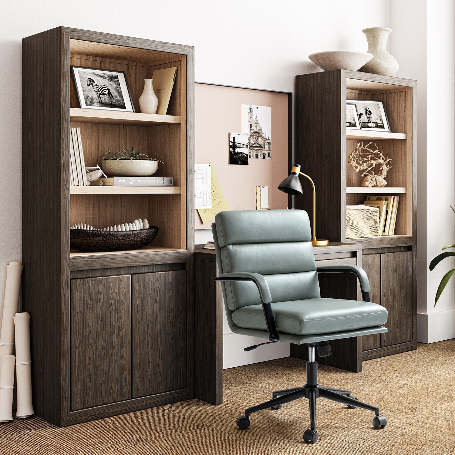 Fauteuil de bureau moderne Joseph en similicuir avec blocage et inclinaison centrale, par HULALA HOME